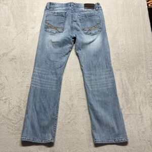 TK Axel Classic Straight Jeans‎ Mens 36x31 Light Blue Wash Whiskered Denim